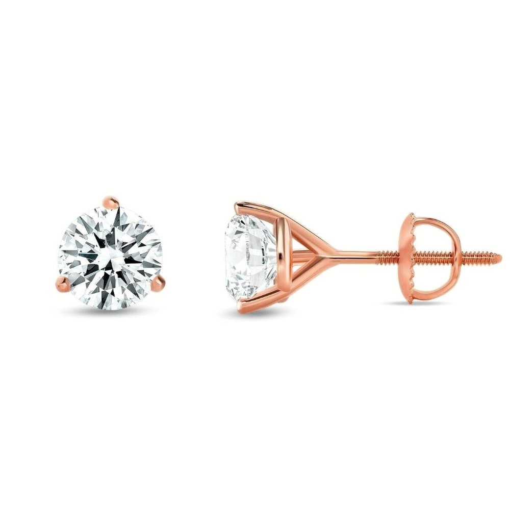 1ct Created Diamond Martini Earrings 14K Rose Gold